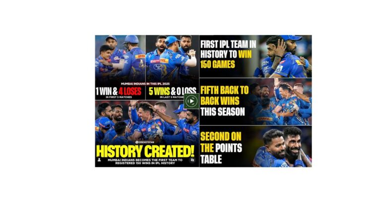 Viral  Video: 🏆 Mumbai Indians Create History-First Team to 150 IPL Wins!